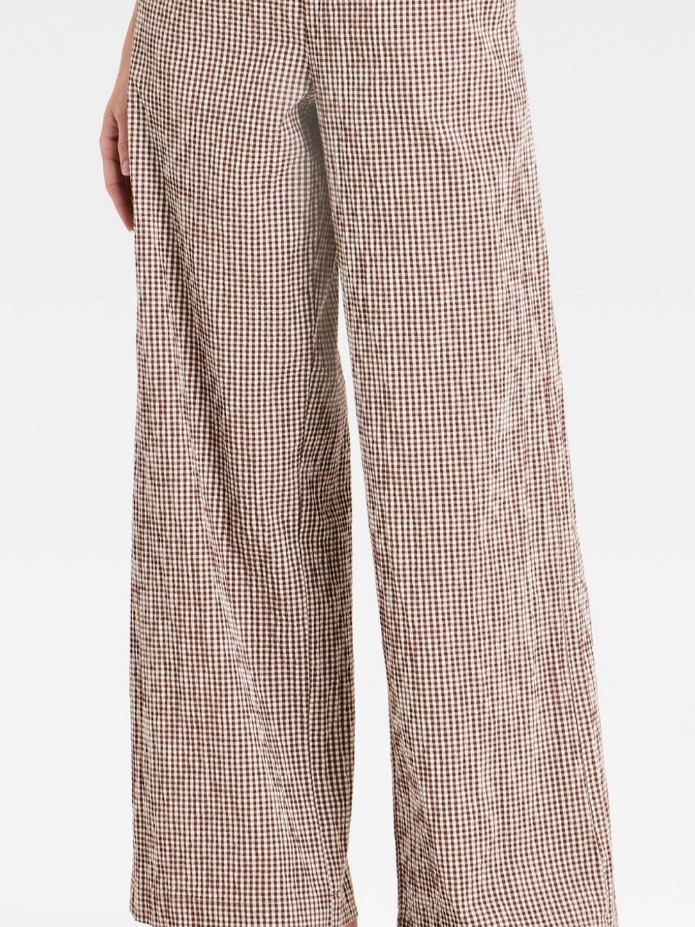 Women’s Seersucker Effortless Pull-On Pants - A New Day - Brown